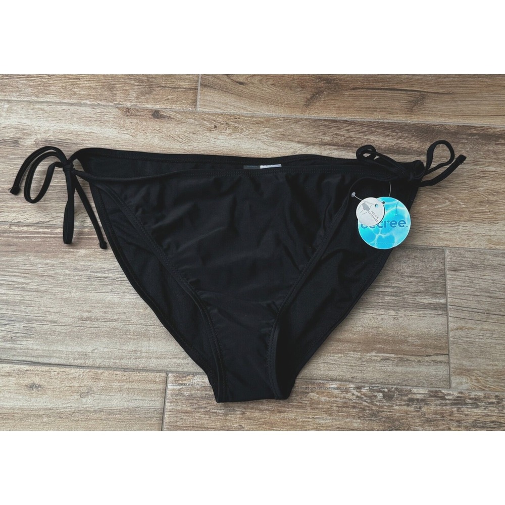 Decree Bikini Swimsuit Bottoms Black New Medium Coverage Low-Rise‎ Size XXL Ties